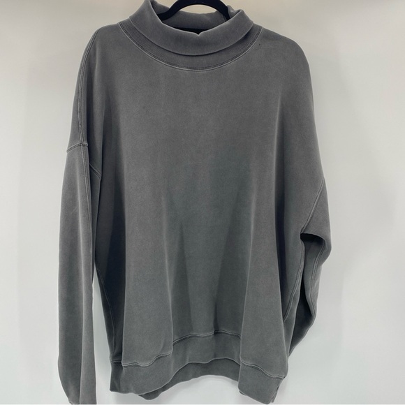 Abercrombie Fitch Sweatshirt Mens Large Gray Oversized Fleece Funnel Neck Casual - Picture 2 of 10